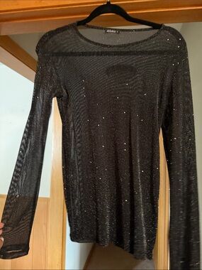 Allchic Black Sparkle Long-Sleeve Tee